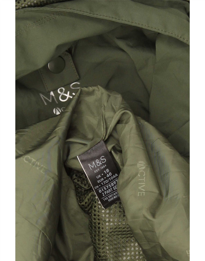 Marks & Spencer Chaqueta impermeable con capucha para mujer UK 40 XL Poliuretano verde