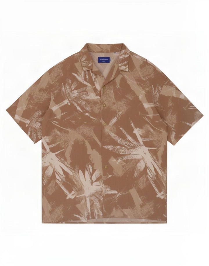 Camisa Jack & Jones Hombre Con Estampado Abstracto De Viscosa Beige Medio