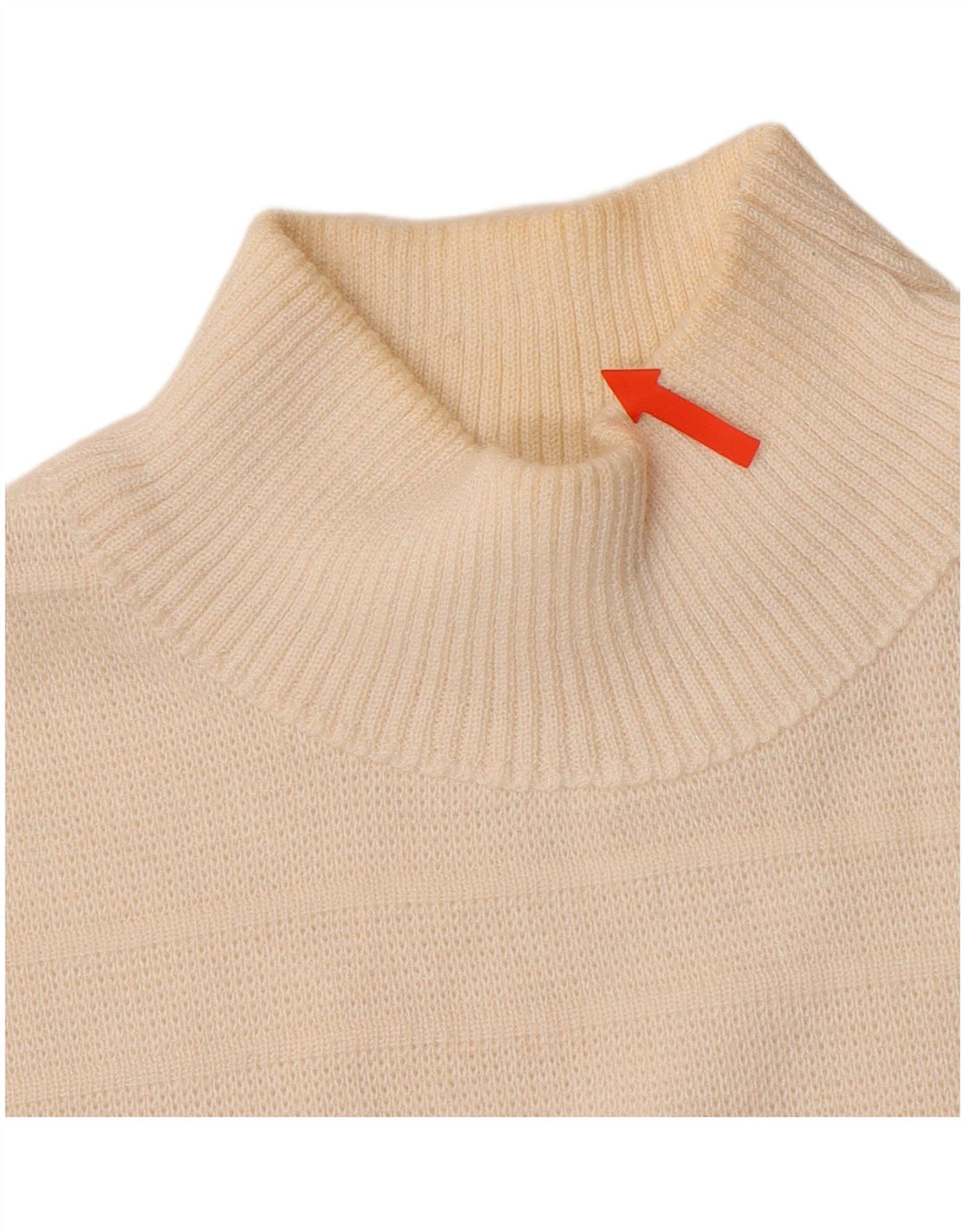 VINTAGE Mujer Cuello Tortuga Jersey Suéter Reino Unido 16 Blanco Grande