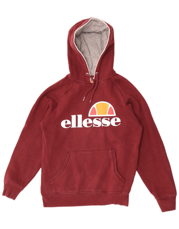 Ellesse Hombre Sudadera Con Capucha Gráfica Jersey De Algodón Granate Medio