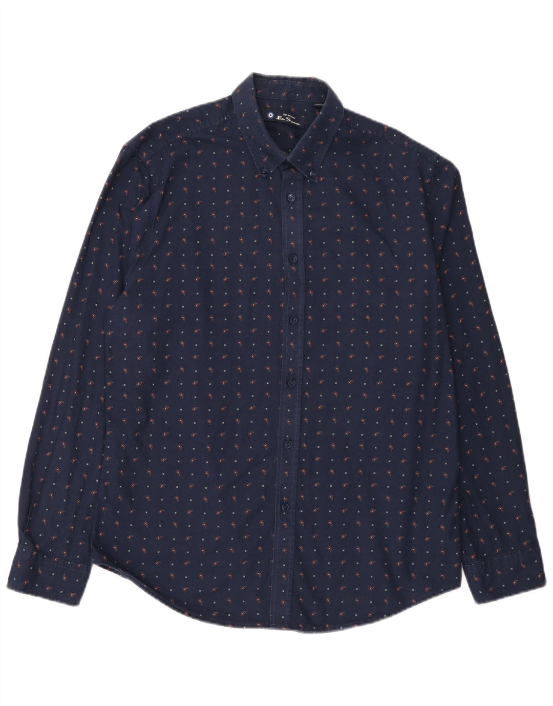 Camisa Ben Sherman para hombre grande de algodón con lunares azul marino
