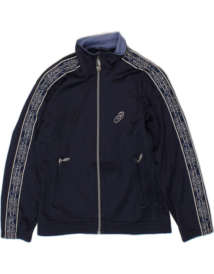 ASICS Boys Graphic Tracksuit Top Jacket 11-12 Years Navy Blue Vintage Asics and Second-Hand Asics from Messina Hembry 