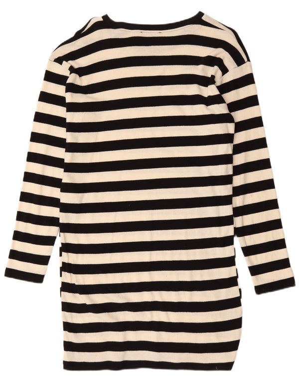 Zara Vestido estilo camiseta extragrande de manga larga para mujer UK 10 Small Black Stripes