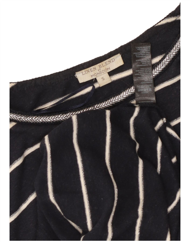 MONSOON Vestido tipo camiseta para mujer UK 10 Pequeño Lino a rayas azul marino