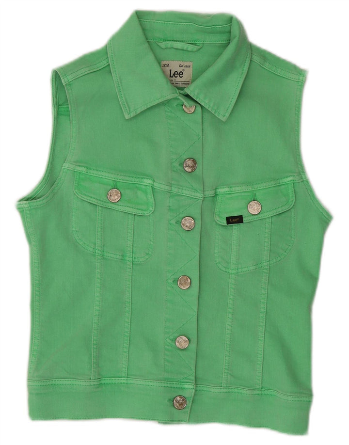 Lee Womens Crop Denim Gilet UK 10 Pequeño Algodón Verde