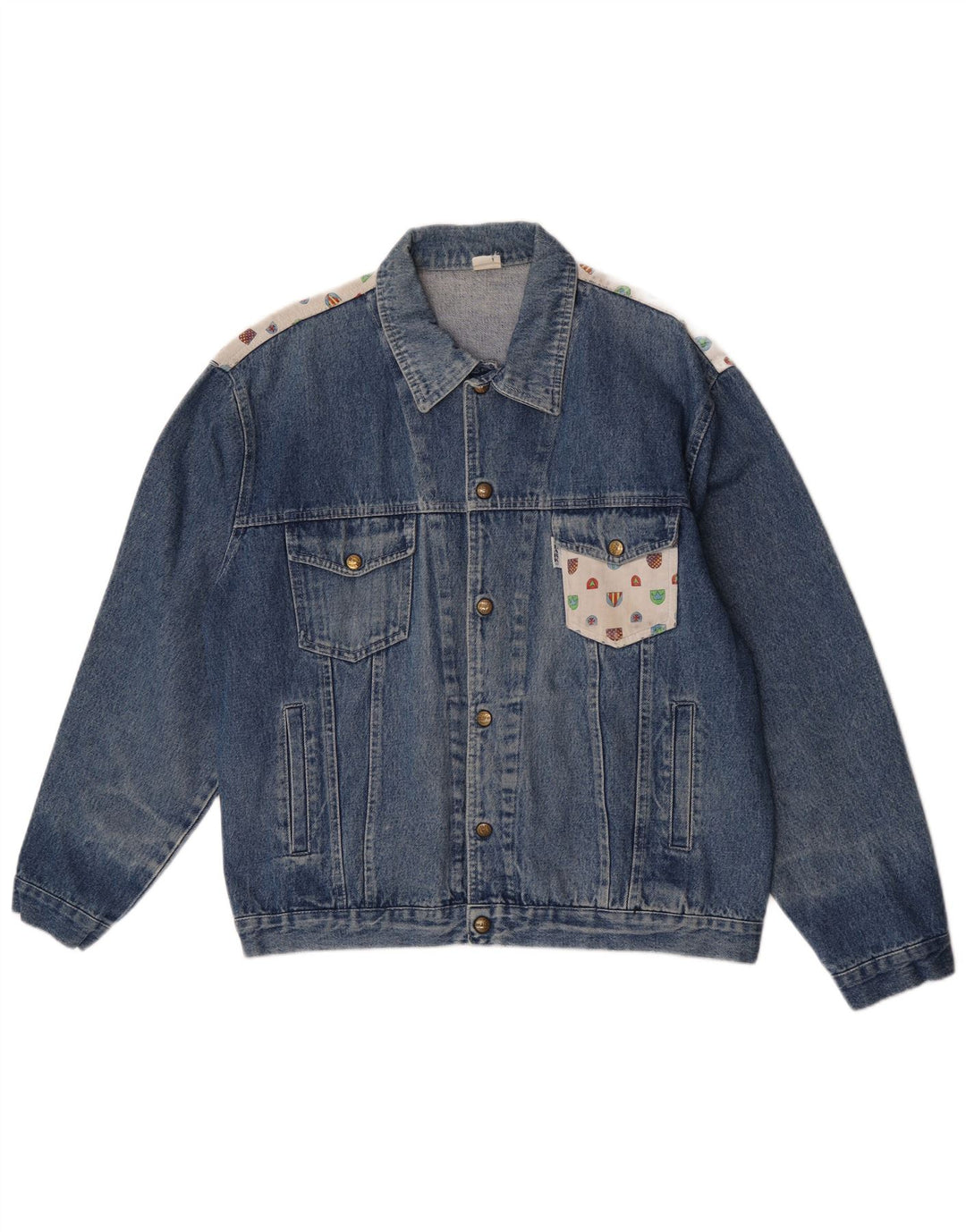 CLARK Chaqueta vaquera para hombre UK 40 Large Blue Patchwork