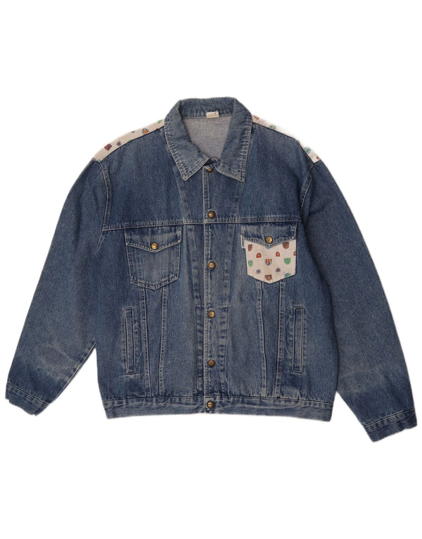 CLARK Chaqueta vaquera para hombre UK 40 Large Blue Patchwork
