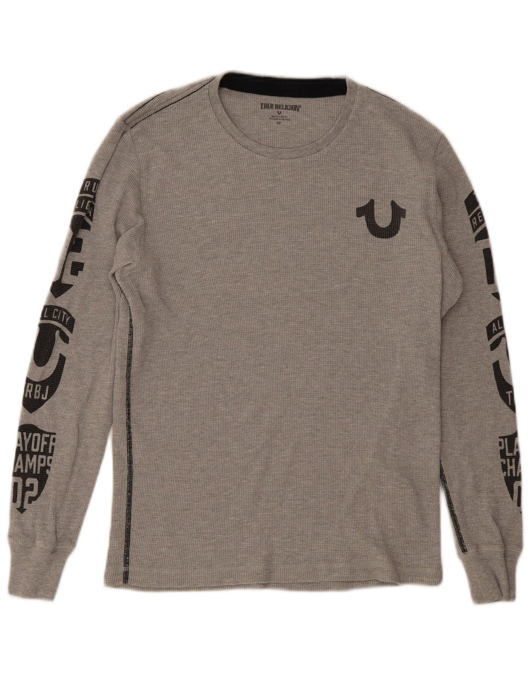 True Religion Top gráfico para hombre de manga larga de algodón gris pequeño