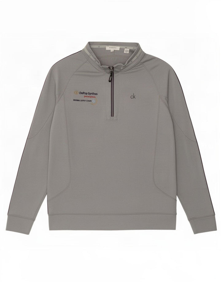 Calvin Klein - Chándal con cuello con cremallera y gráfico para hombre, color gris grande