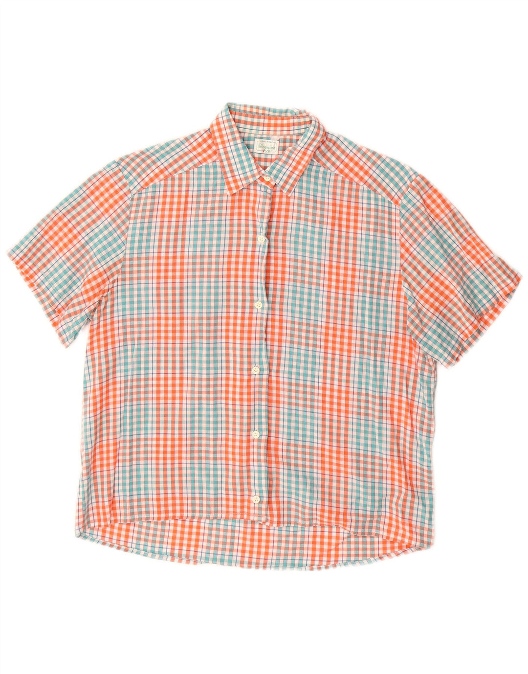 BENETTON Womens Short Sleeve Shirt UK 12 Medium Multicoloured Check