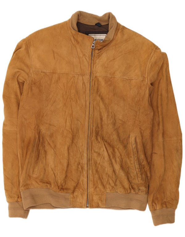 Geox Chaqueta bomber de ante Respira para hombre UK 44 2XL Cuero beige