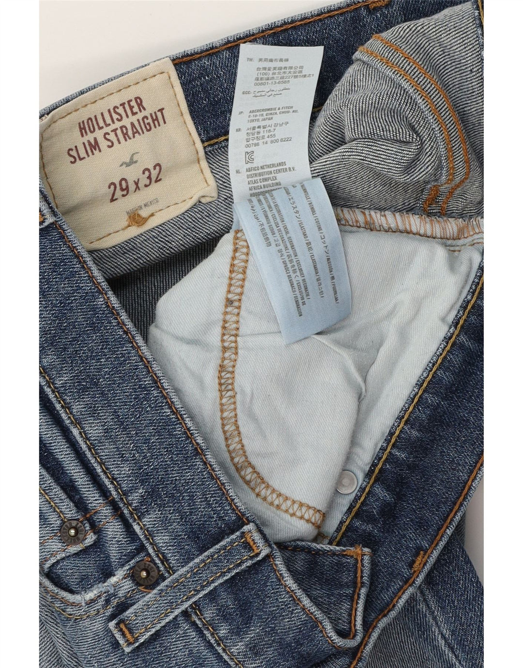HOLLISTER Vaqueros rectos ajustados para mujer W29 L32 Algodón azul