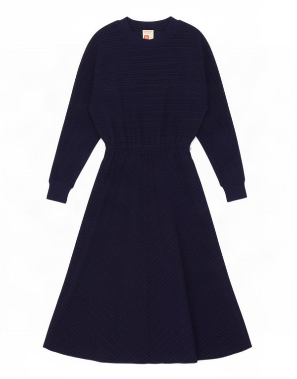 St Michael Maxi Vestido de Manga Larga para Mujer UK 10 Small Azul Marino Rayas