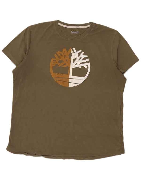 TIMBERLAND Camiseta gráfica para hombre Top XL Caqui Algodón