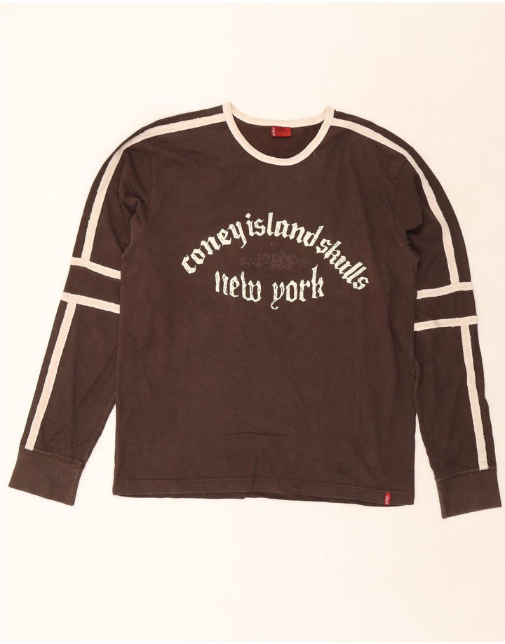 Levi's Mens Graphic Top Manga Larga XL Marrón Colorblock