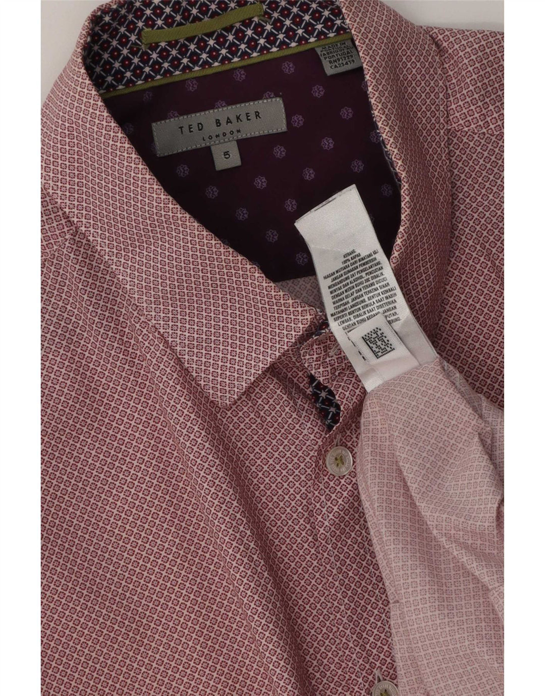 Ted Baker Camisa para hombre Talla 5 XL Algodón floral rojo