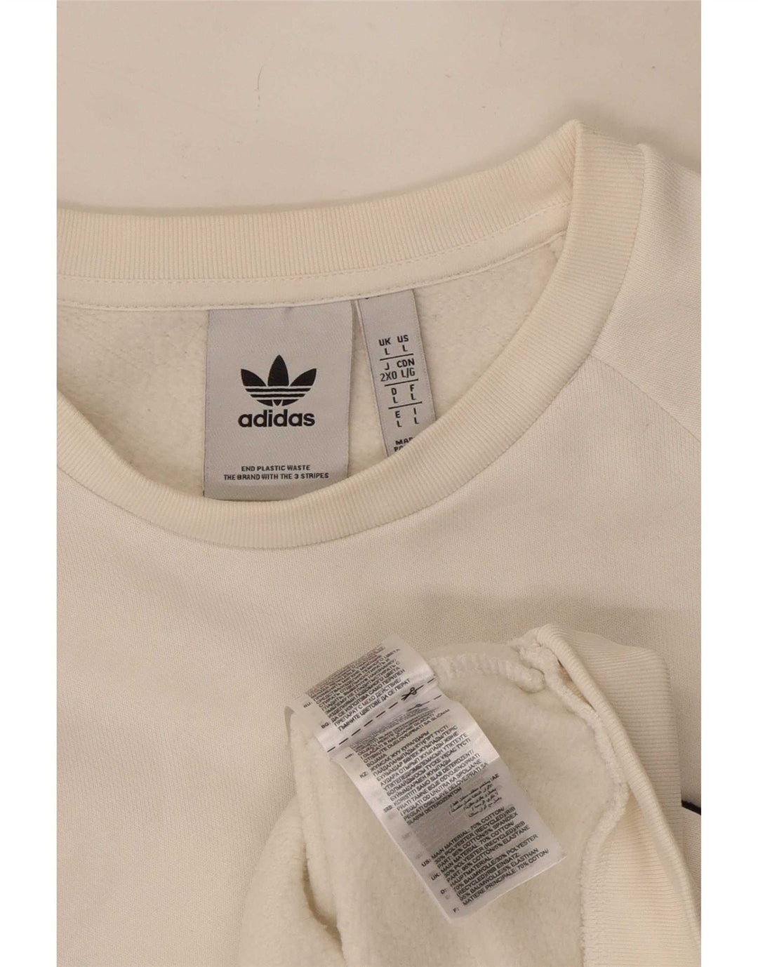 Adidas Hombre Sudadera Jumper Grande Blanco Algodón