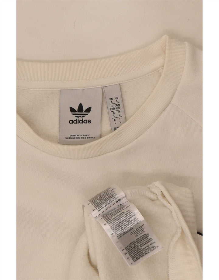 Adidas Hombre Sudadera Jumper Grande Blanco Algodón