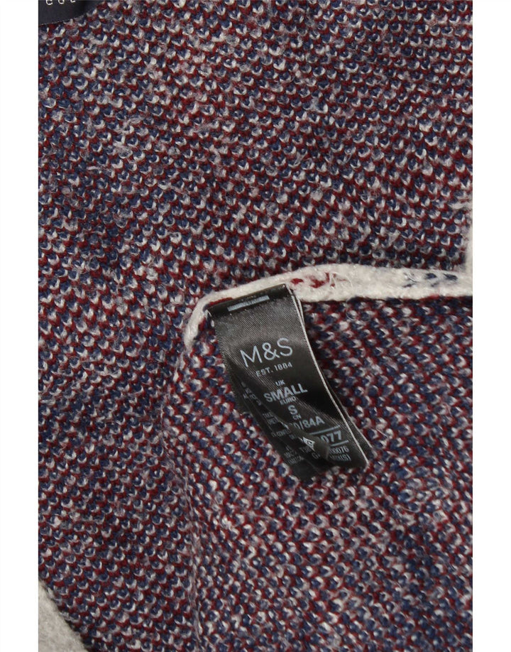 Marks & Spencer Suéter tipo cárdigan largo para mujer UK 10 Small Grey Check