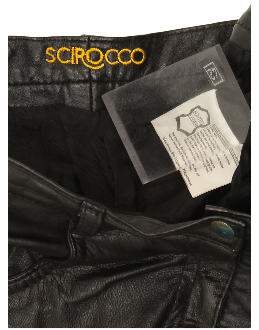 Scirocco Pantalones de cuero cónicos para mujer IT 42 Medium W30 L29 Cuero negro