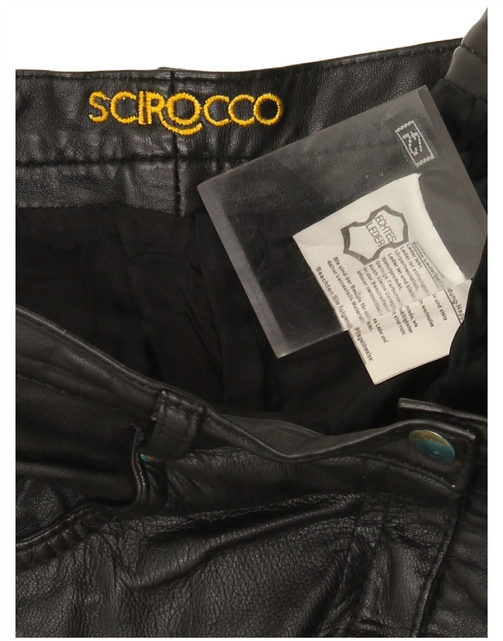 Scirocco Pantalones de cuero cónicos para mujer IT 42 Medium W30 L29 Cuero negro