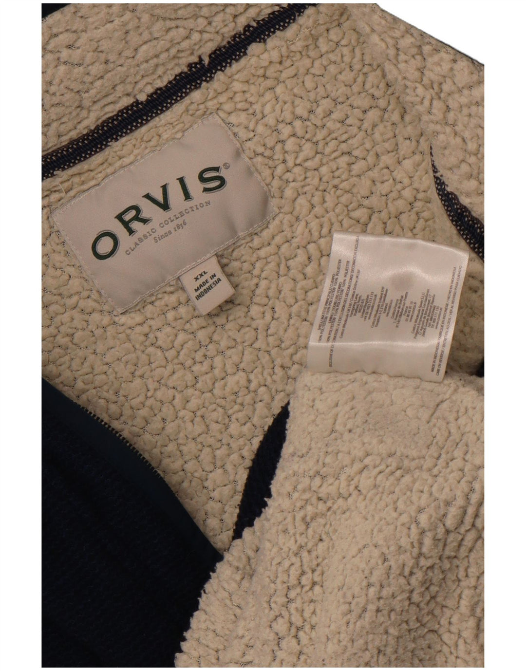 Orvis - Sudadera Sherpa con cuello y cremallera para hombre, talla 2XL, poliéster azul marino