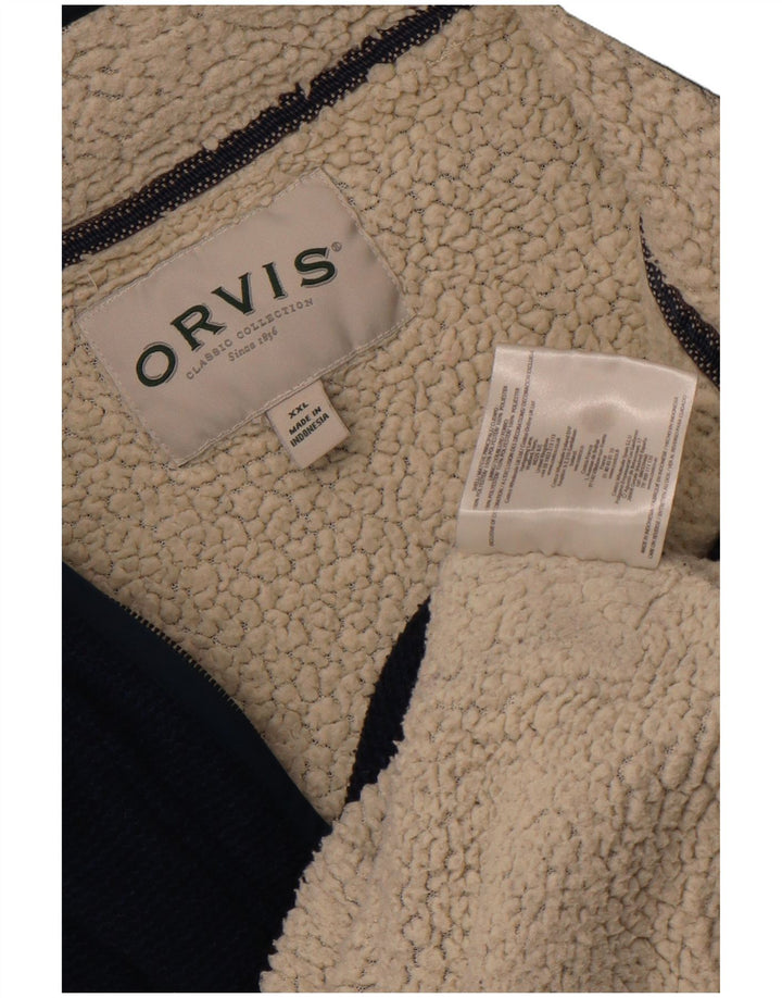 Orvis - Sudadera Sherpa con cuello y cremallera para hombre, talla 2XL, poliéster azul marino