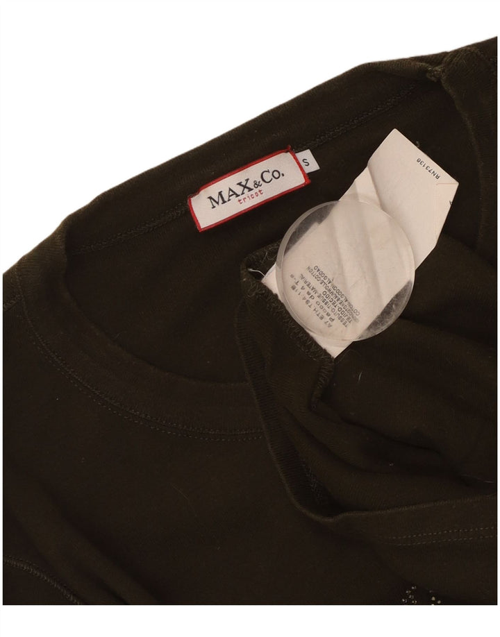 Max & Co. Top gráfico para mujer de manga larga UK 8 Small Algodón caqui
