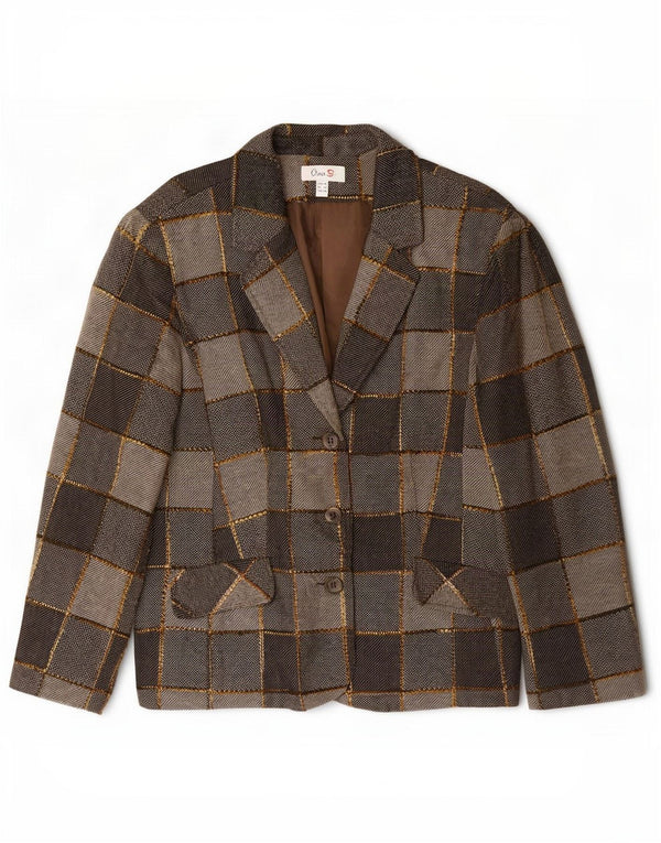 Oscar B Chaqueta Blazer de 3 Botones para Mujer UK 20 2XL Gris Patchwork Poliéster