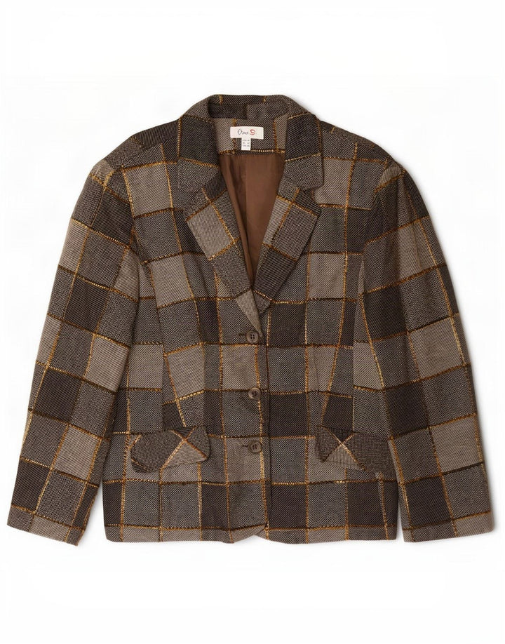Oscar B Chaqueta Blazer de 3 Botones para Mujer UK 20 2XL Gris Patchwork Poliéster