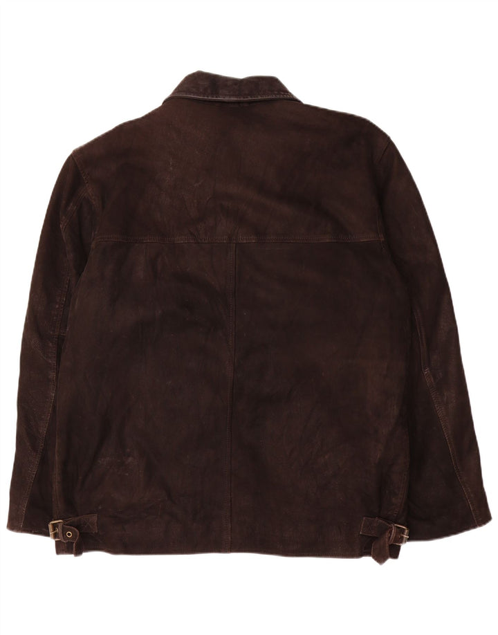 Vintage hombres chaqueta de cuero Reino Unido 36 pequeño marrón