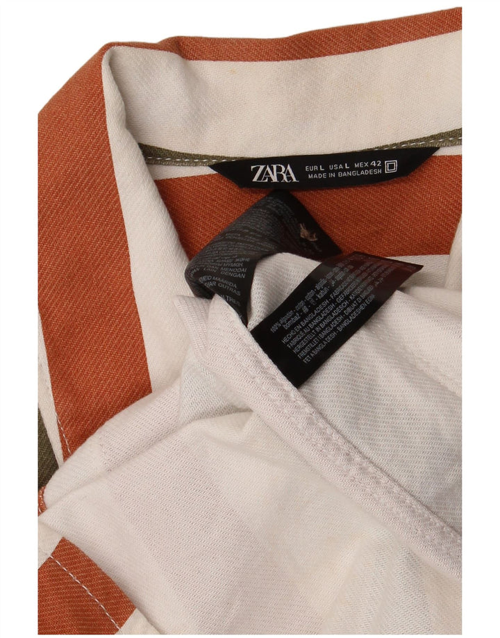 Zara Hombre Camisa Sobrecamisa Large Algodón Rayas Multicolor