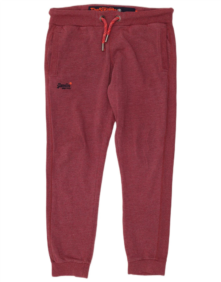 SUPERDRY Hombre Slim Fit Pantalones De Chándal Joggers XL Borgoña Algodón