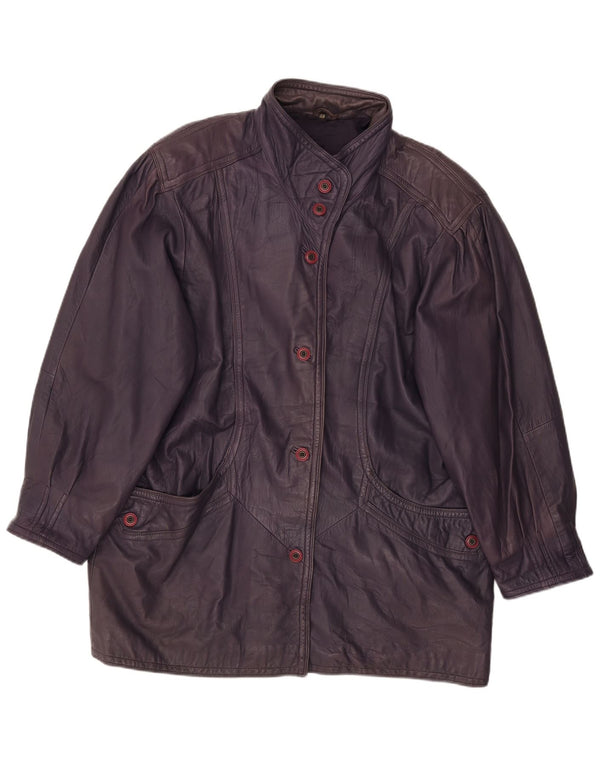 VINTAGE Abrigo de cuero para mujer EU 48 2XL Cuero púrpura
