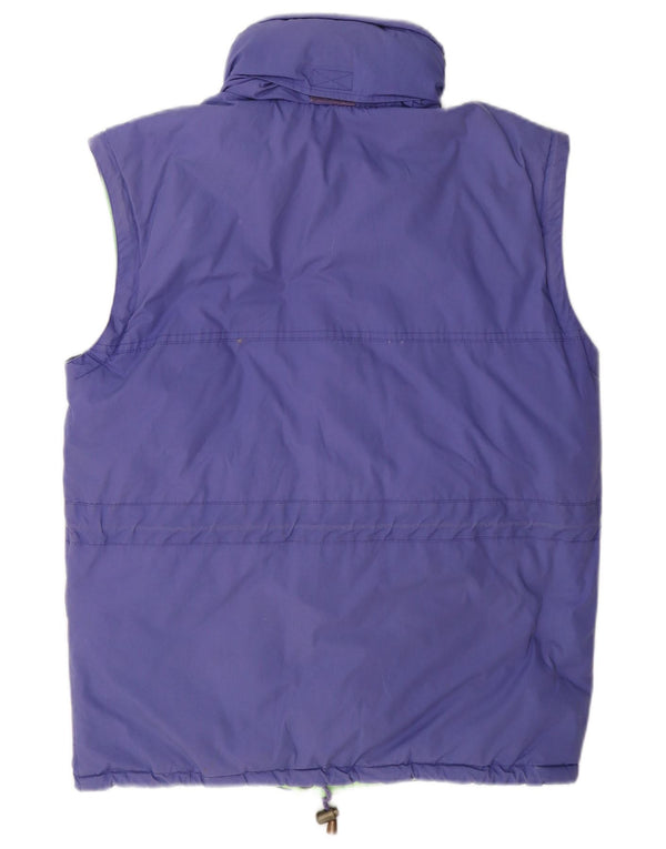 Vintage hombres con capucha reversible acolchado chaleco Reino Unido 40 gran bloque de color púrpura