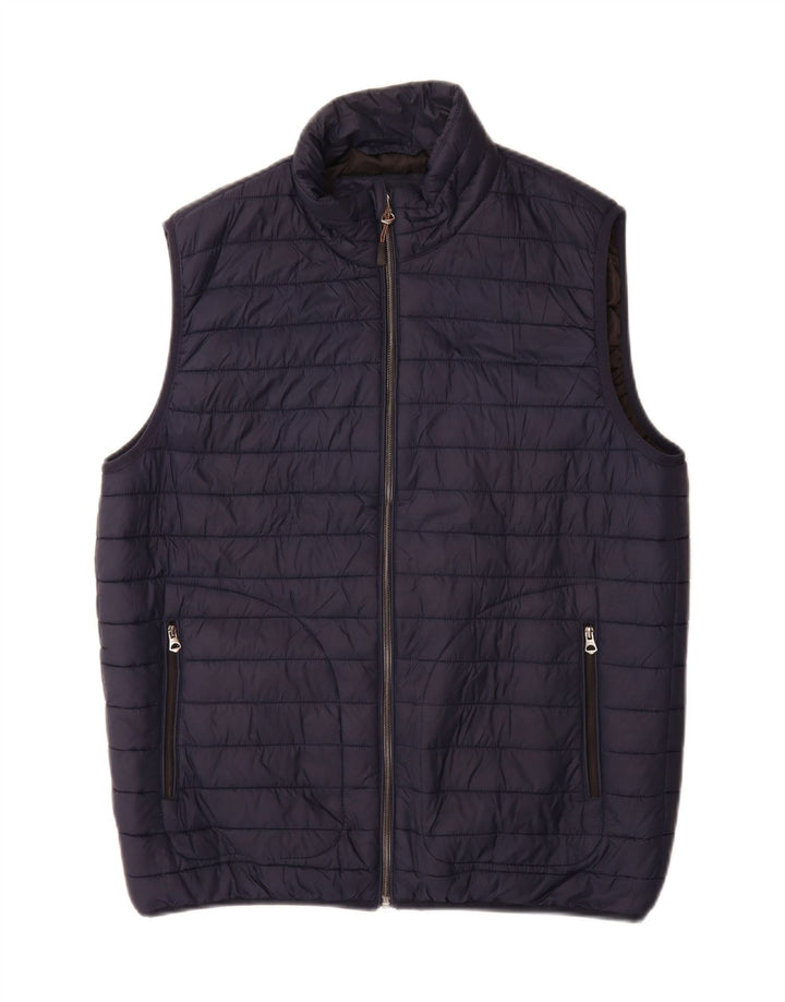 Zara Hombre Chaleco Acolchado UK 38 Medium Azul Marino Nylon