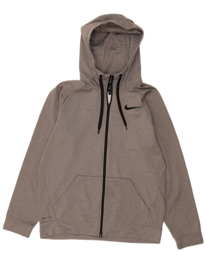 NIKE Sudadera con capucha y cremallera Dri Fit para hombre Poliéster gris medio