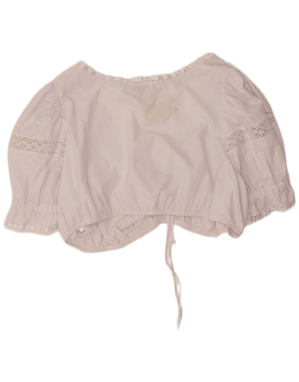 Vintage mujer crop top IT 56 4XL algodón floral blanco