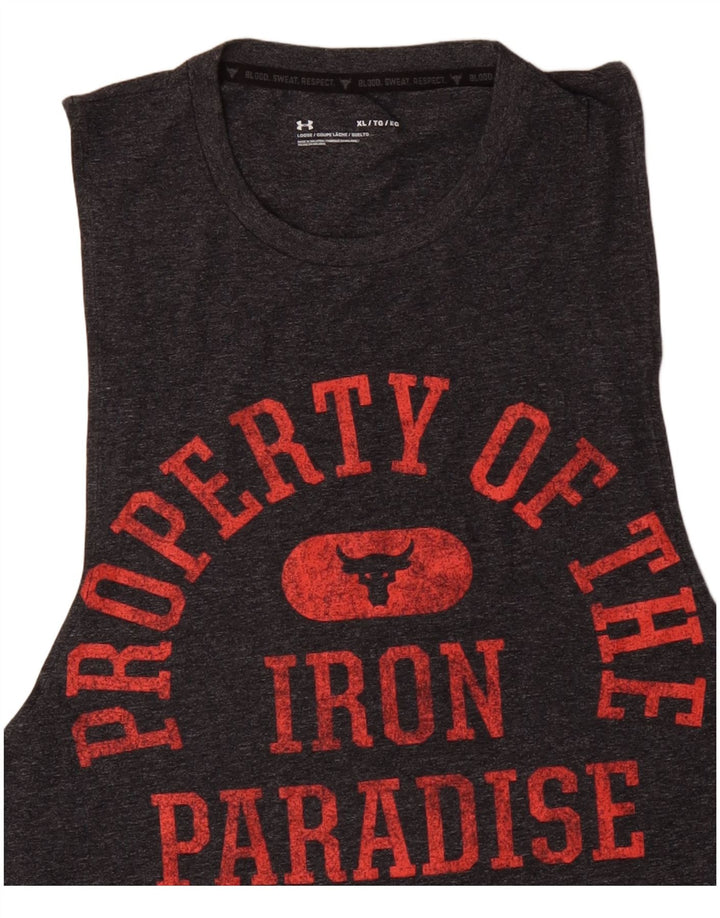 UNDER ARMOUR Camiseta sin mangas gráfica para hombre XL Algodón gris