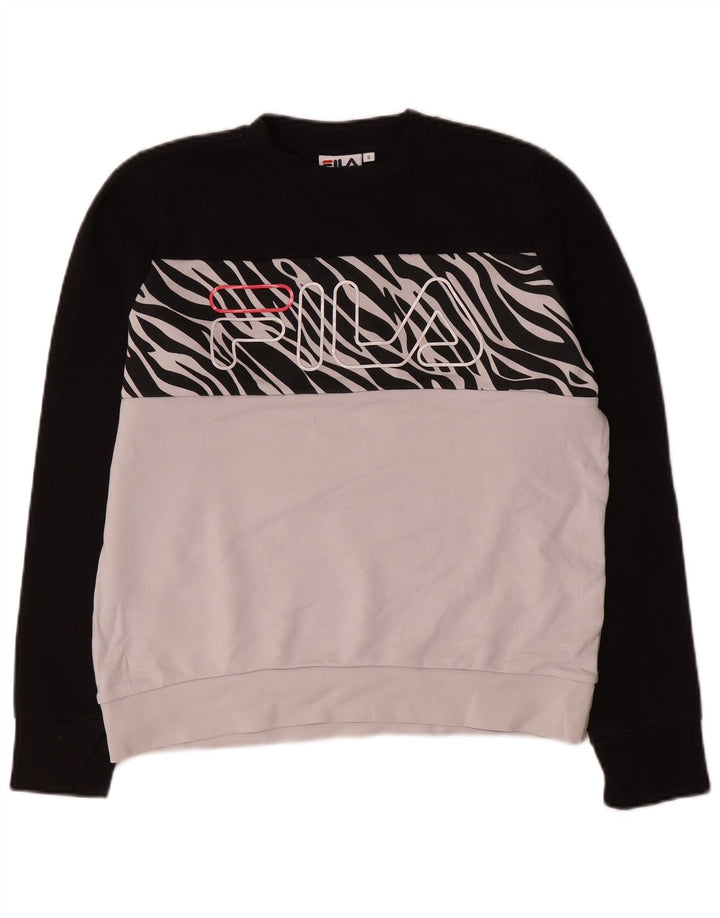 Fila Hombre Sudadera Gráfica Jumper Small Blanco Colorblock Algodón