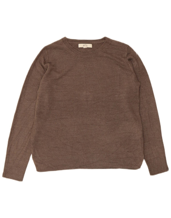 Marks & Spencer Suéter de cuello redondo para mujer UK 10 Small Marrón Acrílico