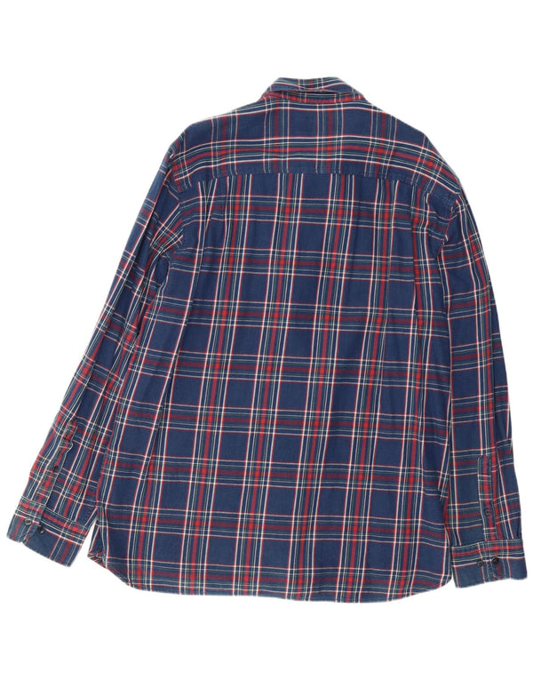 MARLBORO CLASSICS Camisa de franela para hombre 3XL Algodón a cuadros azul marino