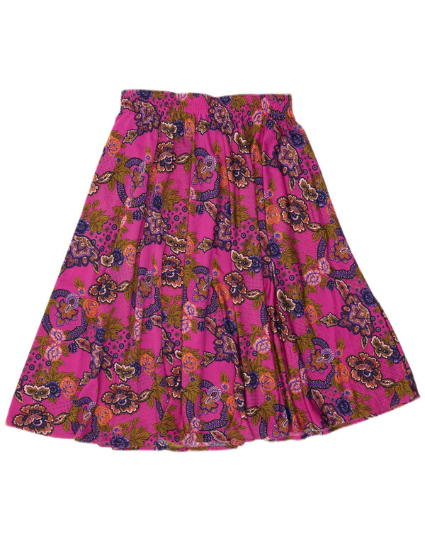 Falda acampanada vintage para mujer W34 Paisley rosa grande