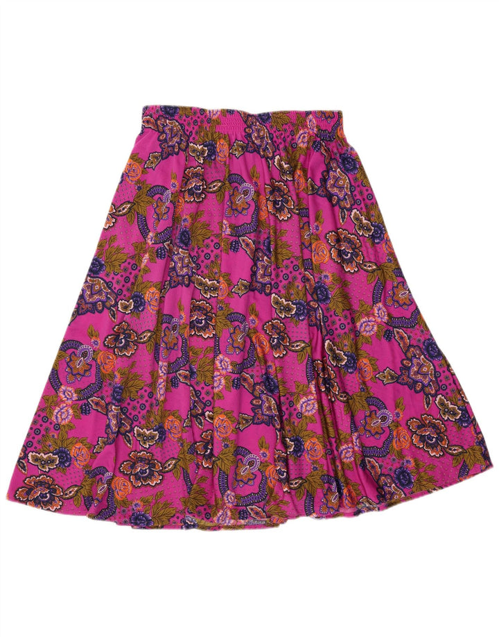 Falda acampanada vintage para mujer W34 Paisley rosa grande