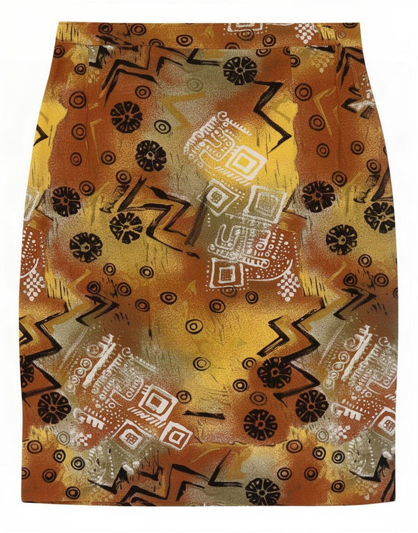 Vintage mujer patrón abstracto falda recta grande W32 multicolor
