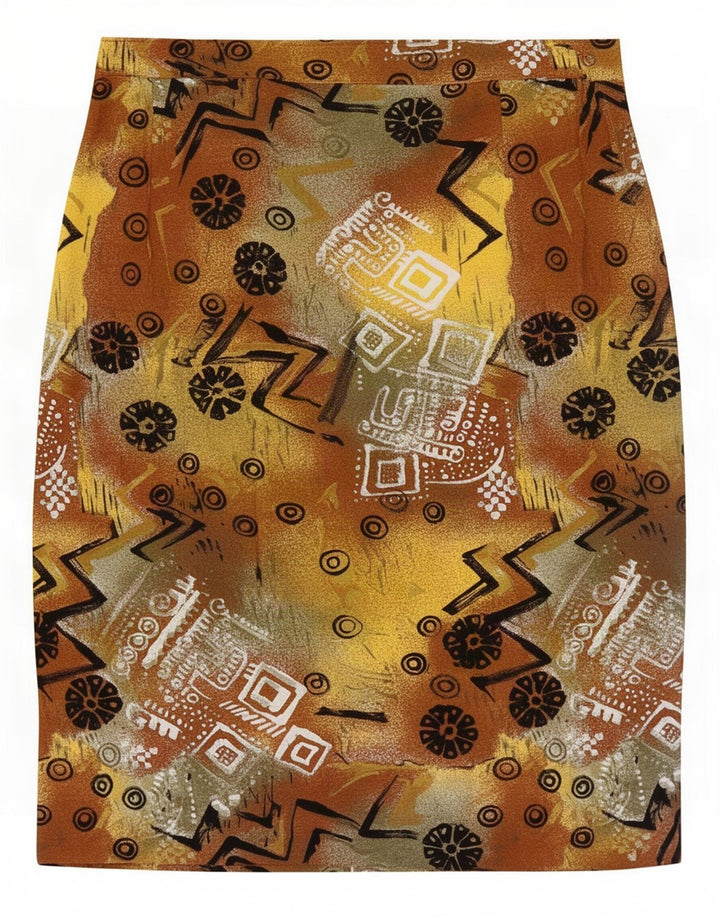 Vintage mujer patrón abstracto falda recta grande W32 multicolor
