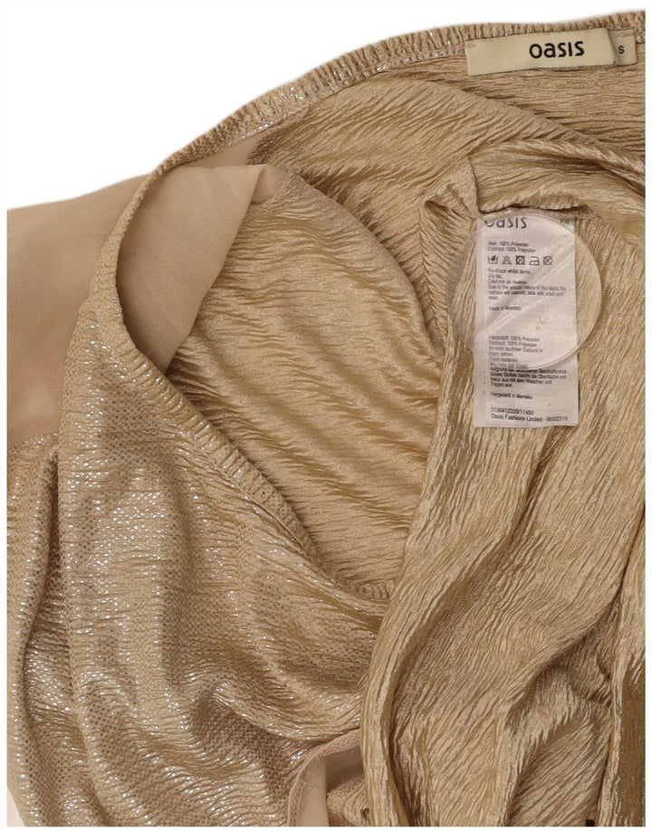 OASIS Blusa extragrande larga para mujer UK 10 Small Gold Poliéster