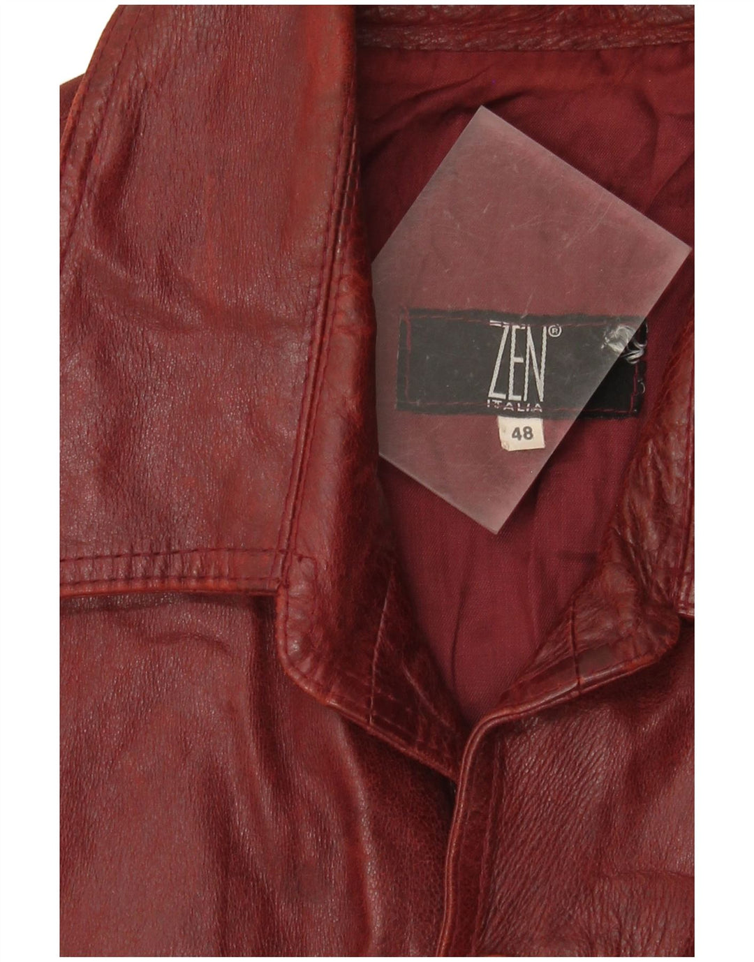 Chaqueta de cuero ZEN para hombre IT 48 Medium Borgoña