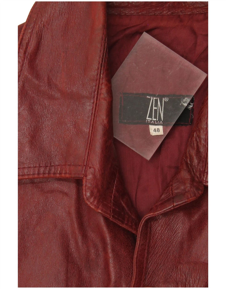 Chaqueta de cuero ZEN para hombre IT 48 Medium Borgoña