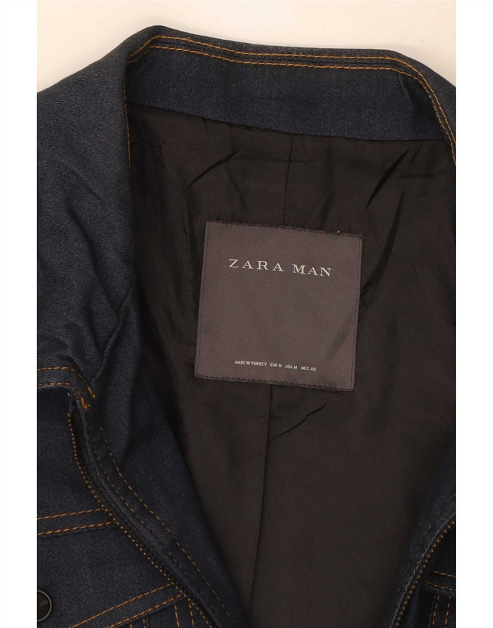 Zara Chaqueta Vaquera Hombre UK 38 Medium Azul Marino Algodón